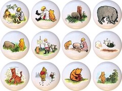 Set of 12 Classic Winnie Pooh CERAMIC Drawer Pulls Dresser Drawer Cabinet Knobs