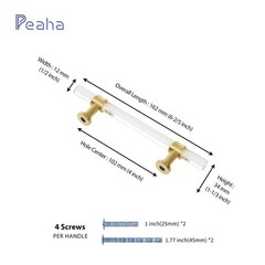 Peaha 30pk Brass Drawer Pulls 4in Gold Matte