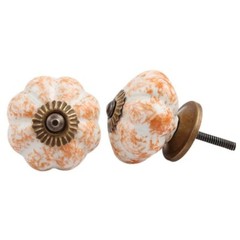 Set of 8 Sprinkled Orange Medium Ceramic Knob