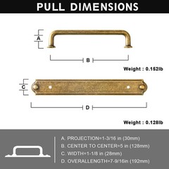 2 PCS 5 Inch Antique Brass Cabinet Handles Industrial Backplate Hardware