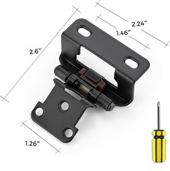 Black Kitchen Cabinet Hinges, Semi Wrap 1/2 Inch Overlay, 50 Pack | Self-Closing