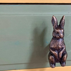 Metallic Brushed Antique Gold BUNNY RABBIT Metal Knob Drawer Pull Nature Nursery