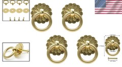 Gold Brass Cabinet Handles, Vintage Flower Design Pulls – 4 Pack Drawer Knobs