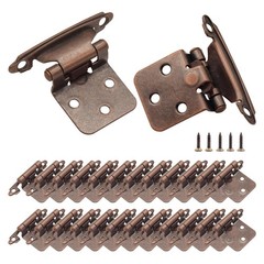 24 Pcs Antique Copper Kitchen Cabinet Hinges 1/2 Inch Overlay Self Closing