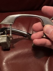 Vtg Chrome 3 Thumb Latch Push Button Cabinet Door Handle +5 Standard Pull 60s