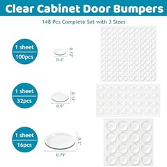 Clear Cabinet Door Bumpers – 148pcs 3 Shapes – Invisible 3 shapes-148pcs