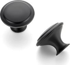 40 Pack Matte Black Kitchen Cabinet Knobs 1-1/4 Inch round Drawer Pulls Flat Bla