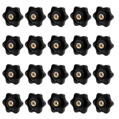 20 Pack 1/4-20 Star Knob Female Thread Clamp Knobs Plastic Brass Insert Black