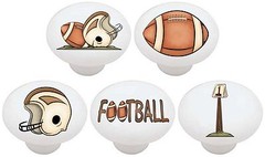 Set of 5 Football Sports Sport CERAMIC Drawer Pulls Dresser Drawer Cabinet Knobs