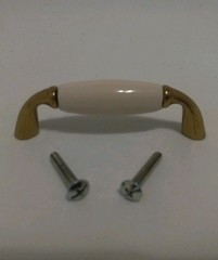Belwith P463-LAD Polished Brass & almond Porcelain Cabinet Drawer Handle Pulls