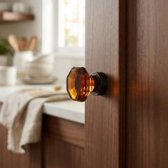 Pack268ORB-A Oil Rubbed Bronze Amber Glass Knob | Amber Glass Design | 1-/16 5