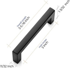 30 Pack Solid 3 In Center to Center Slim Square Bar Drawer Handles Kitchen Cabin