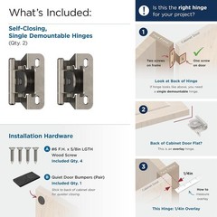 Amerock BPR871514 Kitchen Cabinet Hinge | 1/4 in 6 mm Overlay Single Demountable
