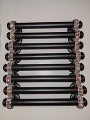 8 Pcs Crystal Bling Black Solid Drawer Pulls, 5 Inch Hole Centers Cabinet Handle