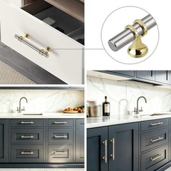 5 Inch Brushed Nickel Gold Cabinet Pull Handles 5 PCS Heavy Duty Zinc Alloy