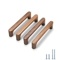4 PCS Walnut Round 5 Inch Wooden Drawer Pull Kitchen Cabinet Door Handle