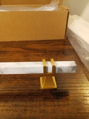 Haliwu 7 Pk White Marble Grain Cabinet Pulls Gold Handles 2 Tone Square Hardware