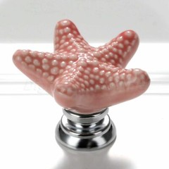 Ceramic & Zinc Alloy Starfish Door Wardrobe Pulls Handles Knobs for Kids Room