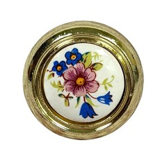 Vintage Ceramic Floral Drawer Cabinet Pull Knob Gold Trim Lot 10 Cottagecore New