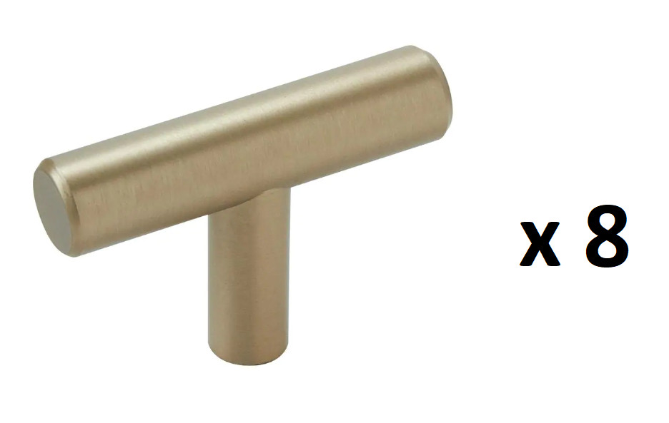 *LOT OF 8* Amerock 1-15/16 in. (49 mm) Modern Golden Champagne Cabinet Bar Knob
