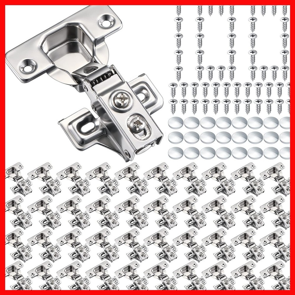 Chumia 100 Pack Soft Closing Cabinet Hinges For Kitchen 1/2 Inch Partial