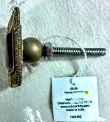NWT Cabinet Drawer Pull Knob-1.75″ Sq-Faux Amber Center, Gold “Fringe” Border