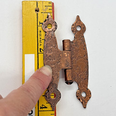 Vintage Hammered Copper-Plated H-Hinges DISTRESSED 6 Cabinet Hardware Colonial