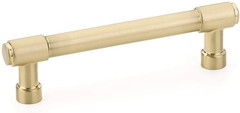 LOT OF 5 – Emtek 86687US4 Jasper Cabinet Pull, 4″ C-C, Satin Brass qty 5