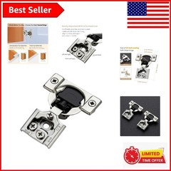 Adjustable Satin Nickel Soft Close Cabinet Hinges – 60 Pack, 1/2 Inch Overlay