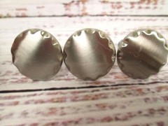 Vintage Brushed Nickel Silver Drawer Cabinet Pull Lot Round Scalloped Edge MCM