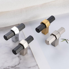 10 Pack T-Bar Black and Gold Cabinet Knobs Matte Black and Brushed Gold Drawer