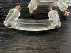 6 Antique Glass Cabinet Pulls, Drawer Handle Knob Furniture Original Vintage Set