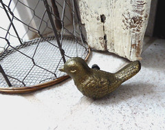 Rustic Gold Bird Knob Cast Iron Metal Drawer Pull – Cabinet – Bird Decor Nature