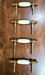 3″ Vintage French Provincial Ceramic Pulls Lot of 4 Molded Rose Dresser Handles