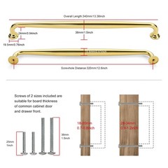 5 Pack Cabinet Handles-12.6″/320mm Screw Spacing Polished Gold Furniture Hard…