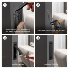 Pocket Door Pull Handle Edge Pull Stainless Steel Recessed Matte Black 1 PC