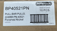 (LOT X10) Amerock BP40521PN Bar Pulls 8-13/16″ Center Bar Pull – Polished Nickel