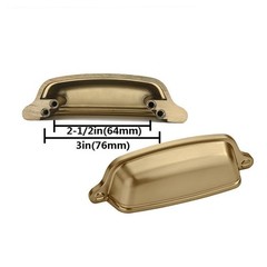 10 PCS 3 Inch 76 mm Brushed Brass Cabinet Cup Pulls Gold Kitchen Hardware