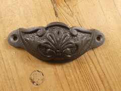 2 CUP PULLS 4 1/8 WIDE DRAWER VICTORIAN BIN HANDLES ANTIQUE-STYLE IRON BEAUTIFUL