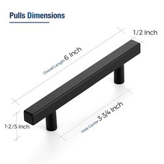 30 PCS 33/4 Inch Matte Black Square Cabinet Handles Stainless Hardware 6 Inch