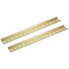 2pcs DIN Rail Slotted Iron Mounting Guide Bronze Tone 400mmx35mmx7.5mm