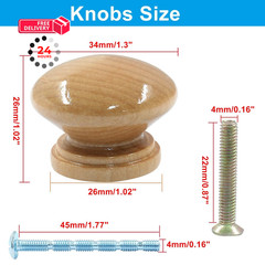 Piutouyar Wood Dresser Knobs, Mushroom Shape Wooden Drawer 34x26mm, Brown