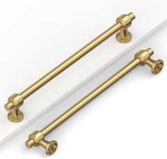 10 Pack 7.5″(192Mm) Champagne Gold Cabinet Pulls Kitchen Cabinet Handles Brushed