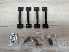 Vtg Set of 4 Cast Iron Black Farmhouse 4″ Handles -Cabinet Door Gate Pulls