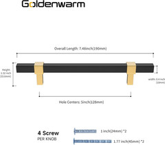 30 Pack Cabinet Handles Black and Gold Cabinet Pulls 5 Inch Hole Center Drawer P