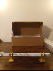 Haliwu 7 Pk White Marble Grain Cabinet Pulls Gold Handles 2 Tone Square Hardware