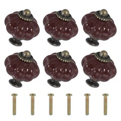 6 Packs Ceramic Knobs, Pumpkin Ceramic Cabinet Drawer Knobs, Dark Purple