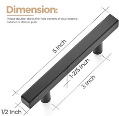 Matte Black Square Cabinet Hardware Pulls 3 Inch 30 Pack