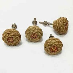 Jute Rope Shelves Knobs Drawer Pulls Cabinet Knob Round Decorative Screw 6 Pcs