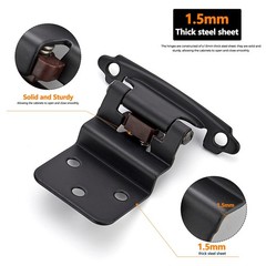 30 PCS 3/8 Inch Inset Cabinet Door Hinges Black SemiConcealed Face Mount